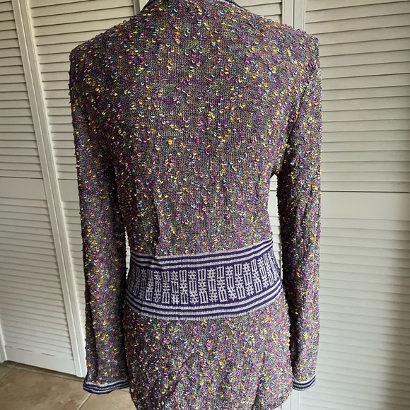 Vintage H MOSS Designs Mclean VA Chenille boucle Cardigan Sweater Sz Small S - Picture 6 of 11